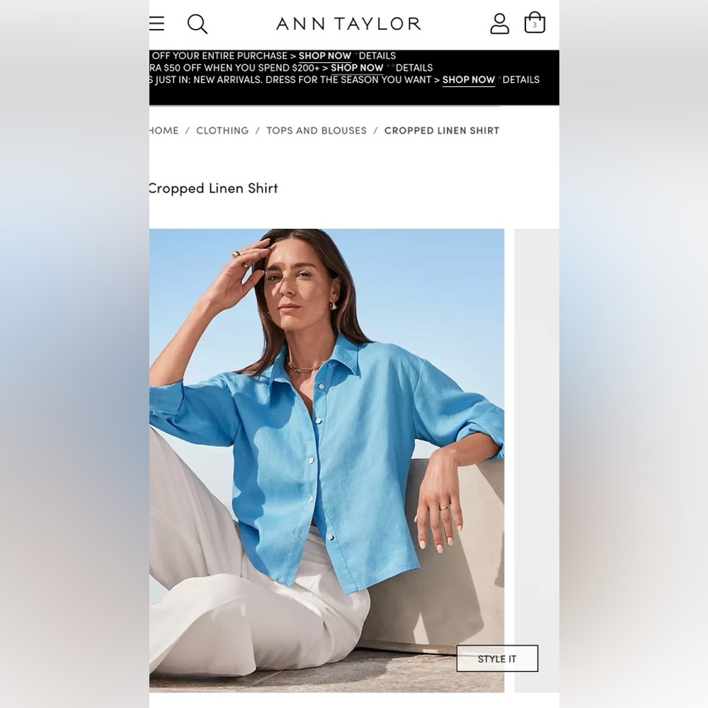 New Ann Taylor linen button down top size small